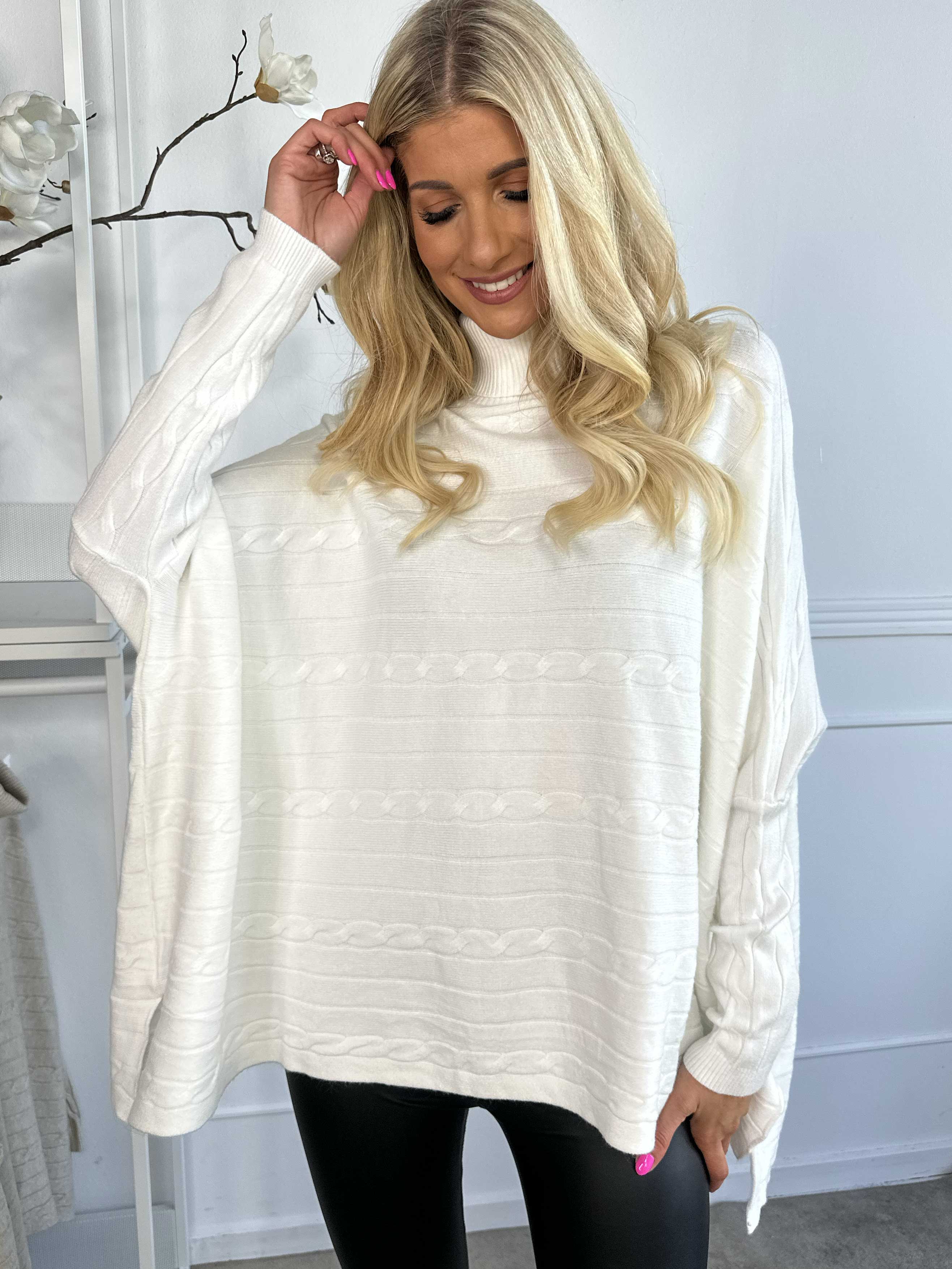 Diamond - Söt mjuk elastisk stickad tröja med polokrage